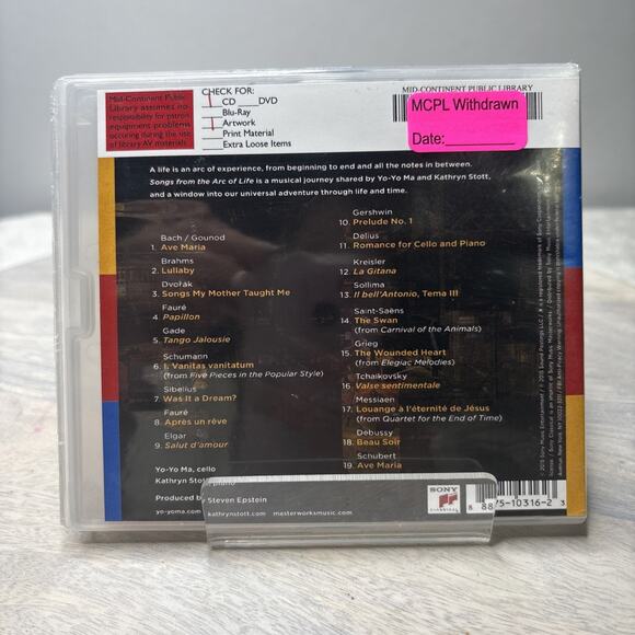 Yo-Yo Ma & Kathryn Stott – Songs from the Arc of Life (2015 CD) – Ex‑Library, Cl - Picture 2 of 5